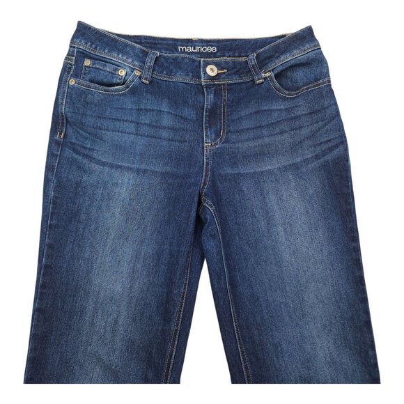 Maurices Womens 7/8 Short Flare Jeans In Dark Wash Denim Stretch Cotton Blend - Picture 9 of 10